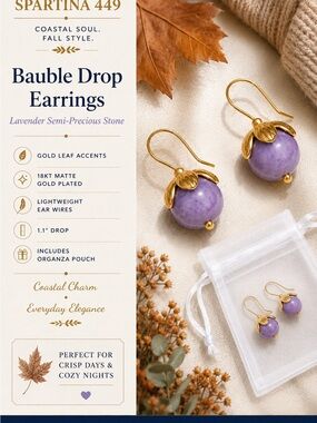 Spartina 449 Gold-Accented Lavender Bauble Drop Earrings